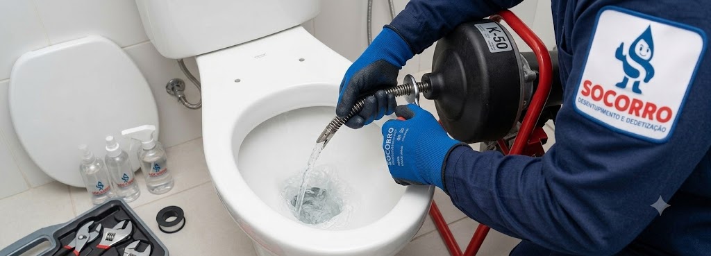 Profissional realizando Desentupidora de Vasos Sanitários em Tubarão